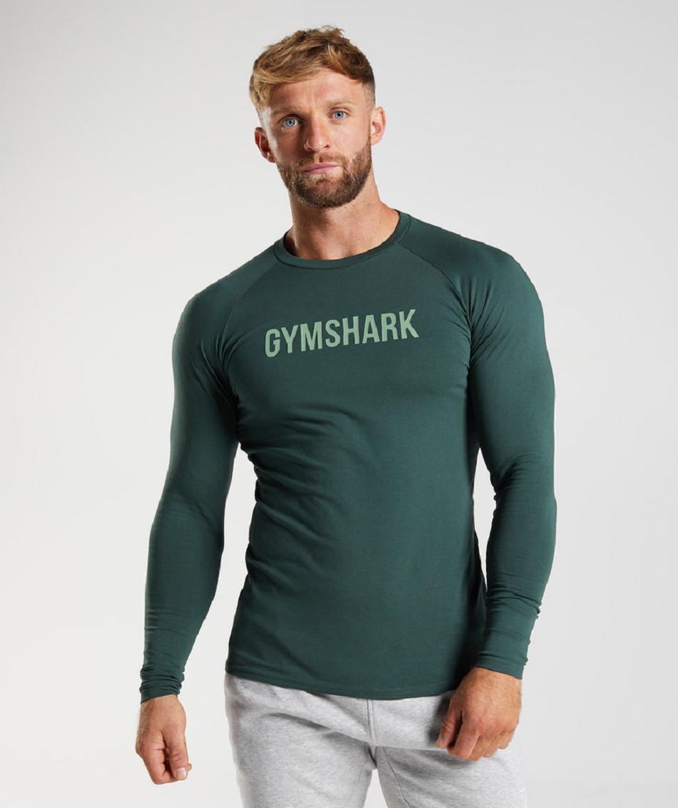 Gymshark Apollo Muške Dugi Rukav Obsidijanske Zelene | HR 2631LIS